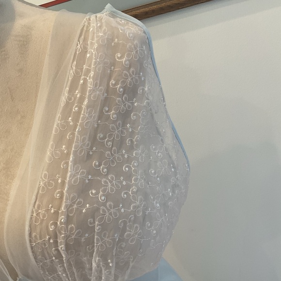 Caresse Blue and White Lace Chemise - Picture 2 of 13